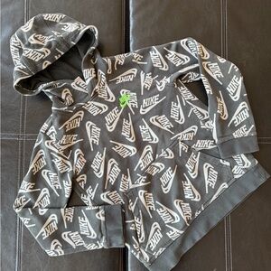 Nike - Boy’s Gray and White Logo Hoodie